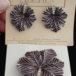  Leru Designer-silver Tone Clipon Earrings& Pin Set& Ringat