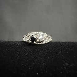 Two Stone "You and Me" Ring .925 Sterling Silver