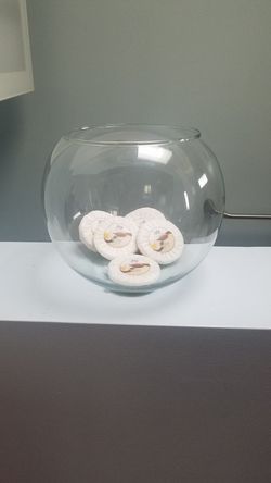 Glass bowl, vase, dish with scented soap!