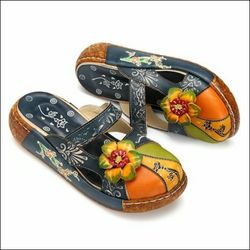 Socofy Colorful Leather Slip-on Clog 40 NWOB