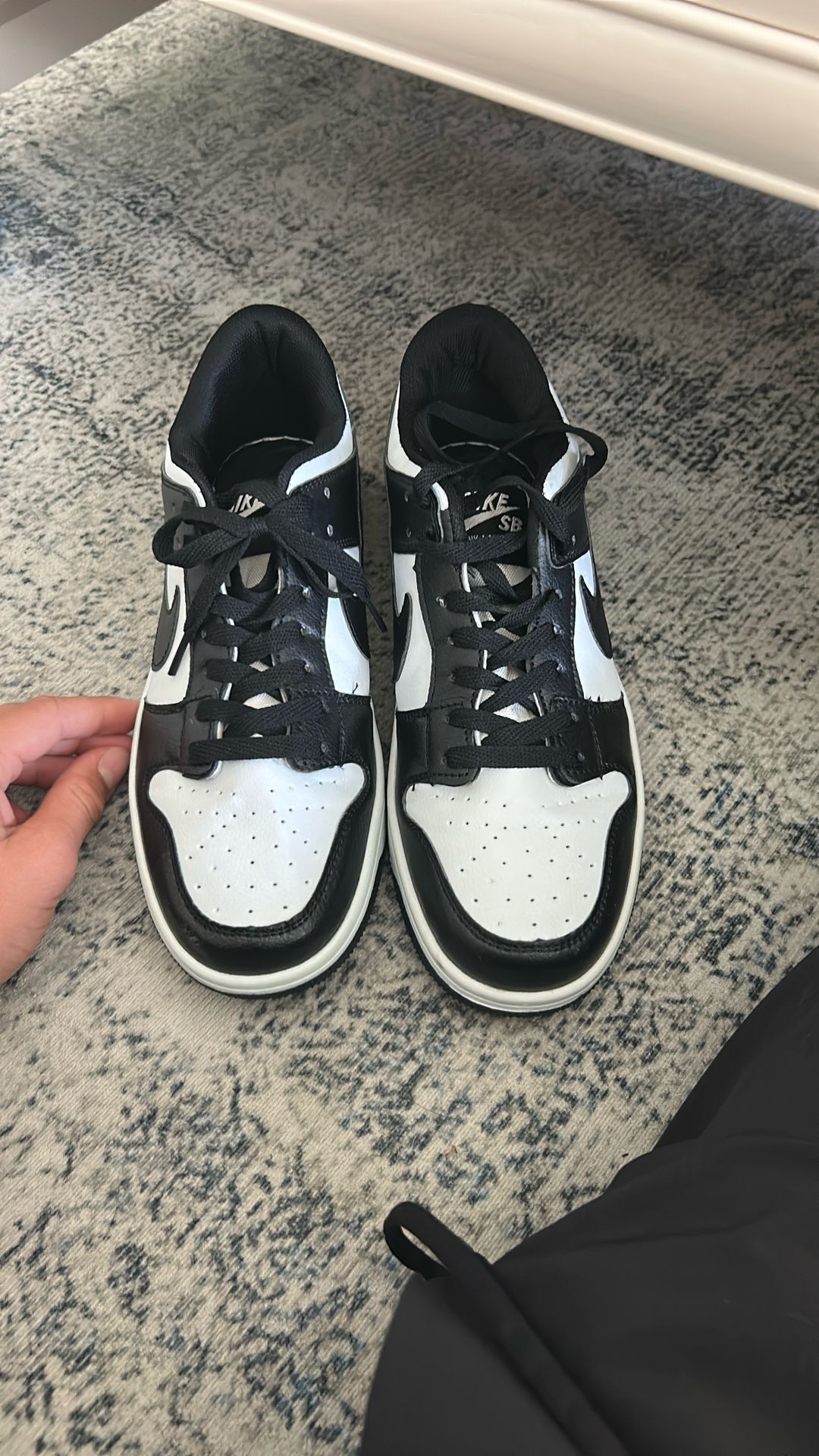 Jordan one black and white blue
