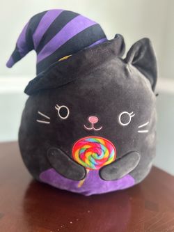 Squishmallows Black Cat Plush Pillow Purple Belly Good Condition