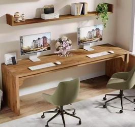 XK00644 78.7" Two Person Desk, Wood Long Computer Desk Double Desk