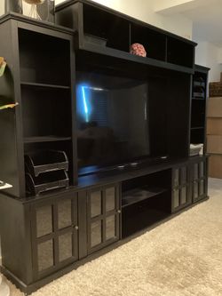 Modern Black Entertainment Center – Fits Up to 75” TV