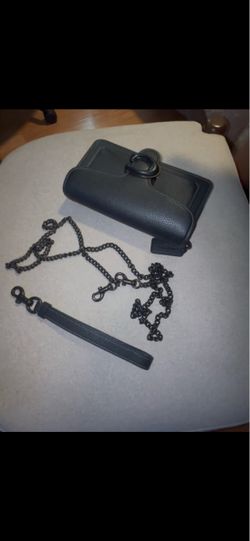 Black coach Leather  Bag with Chain Strap