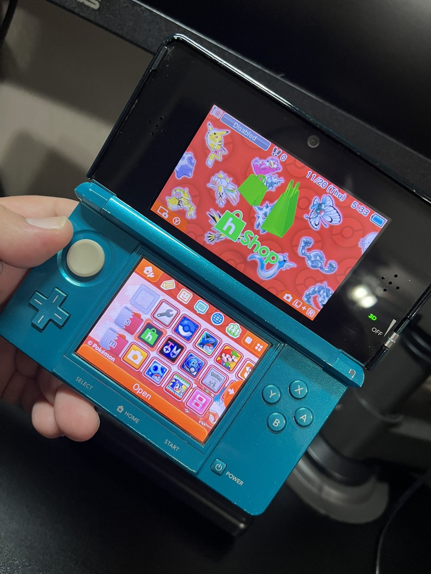 Loaded Aqua Blue Nintendo 3DS W/ Hshop 
