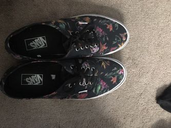 Black and white floral vans size 11