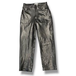 Abercrombie Fitch Ankle Straight Ultra High Rise Vegan Leather Pants Size 27