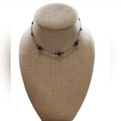 Silver Toned Ladybug Trio Beaded Necklace 15"