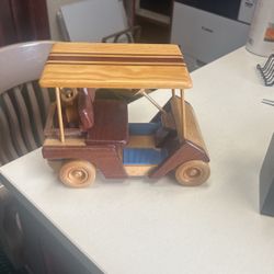 Handcrafted wooden golf cart