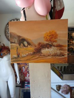 Vintage oil painting  native American