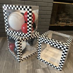 Transparent Checkered Balloon Boxes (x3)