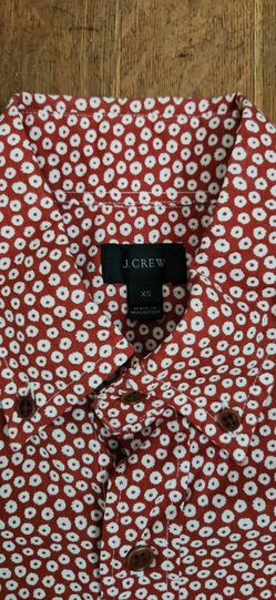 J. Crew Men's Red Mini Flower Print Button Down Shirt (Size: XS)