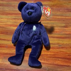 Rare Princess Beanie Baby Original TY 1997 Fareham Hants PE Pellets, Mint, New, Princess Diana Tribute, Purple bear