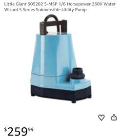 Little Giant 505202 5-MSP 1/6 Horsepower 230V Water Wizard 5 Series Submersible Utility Pump