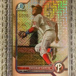 Yhoswar Garcia Philadelphia Phillies 2022 Bowman Chrome Prospects Rose Gold Mojo Superfractor 1/1!