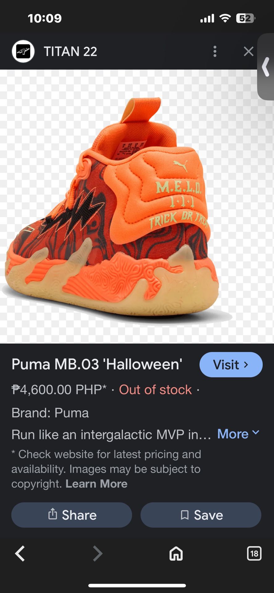 The PUMA MB.03 Halloween basketball shoes