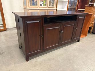 POTTERY BARN Espresso Finish Wooden Media Cabinet Corner Swing Cabinets