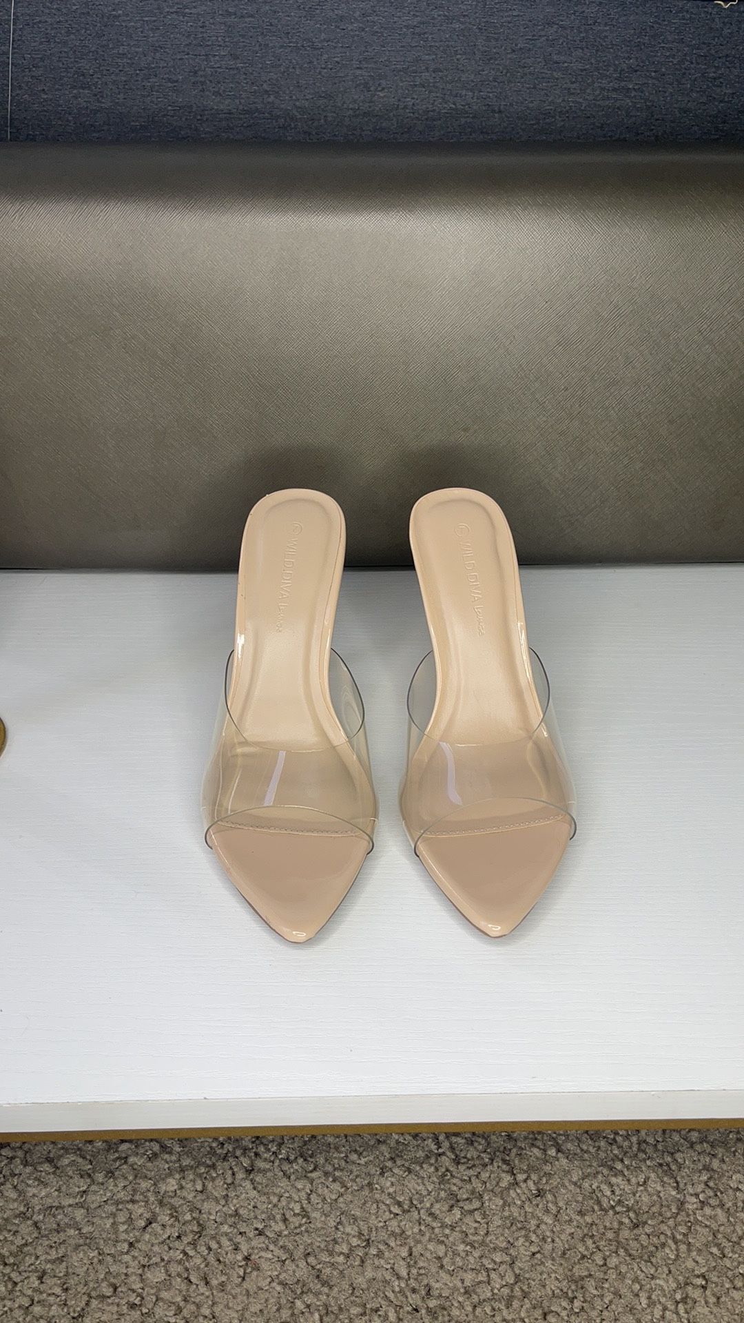 Wild Diva Peep Toe Clear Slide Heels