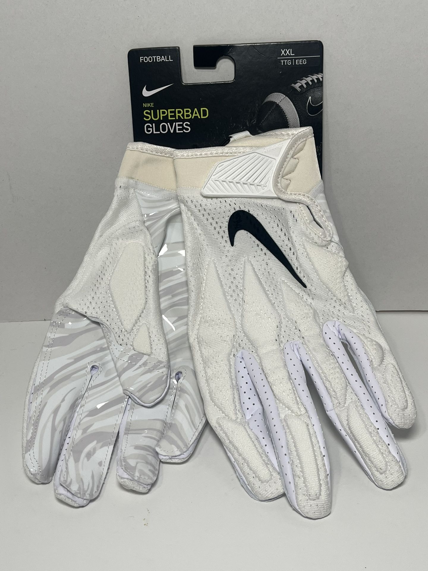 Nike Superbad Football Gloves Sticky Padded White/Gray Men’s 2XL PGF873-102 New