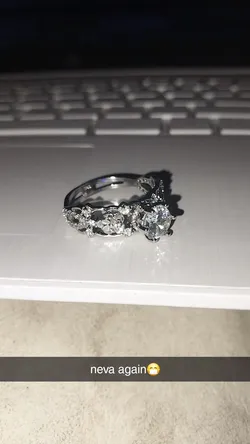 14K White Gold Floral Moissanite Engagement Ring: Lab Grown Diamond Accent