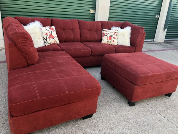 Delivery Ashely Red Sectional Couch Sofa Ottoman For In Burleson Tx Offerup