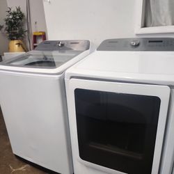 SAMSUNG SET STEAM WASHER AND ELECTRIC DRYER WITH WARRANTY 