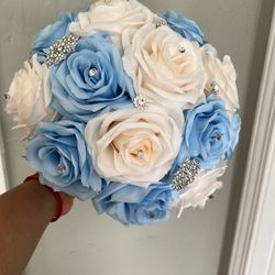 New Quinceañera Baby Blue Flower  Bouquet 