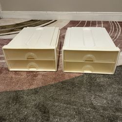 Set Of 2 Plastic Drawers Organizers 