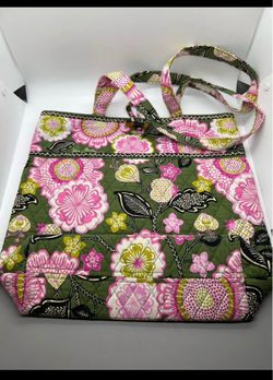 Vera Bradley Retired Double Strap Shoulder Bag Ink Blue Purse Quilted Cotton