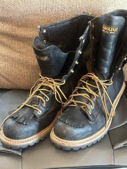 Men’s Leather Carolina Black Steel Toe Waterproof Work Boots CA9825 Size 13D