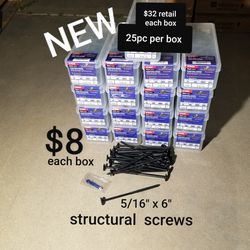new boxes of 5/16"x 6" black star structural screws $32 retail each box 