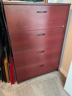 Vertical 4 drawer wood file cabinet