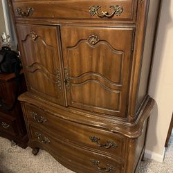 Vintage Solid Wood Armoire - French Provincial Style