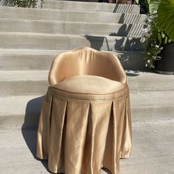 Skirted Gold Vanity Chair, Stool  