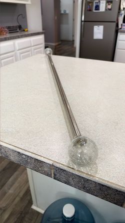 41inch-73inch Silver Curtain Rod with Glass Ball Finials