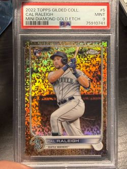 2022 Topps Gilded Collection Cal Raleigh RC Mini Diamond Gold Etch PSA 9 #/50