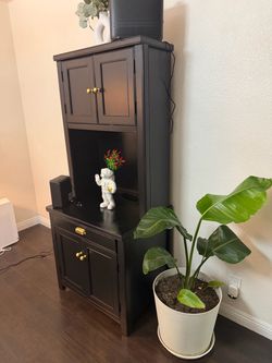 Black Wood Cabinet with Gold Hardware