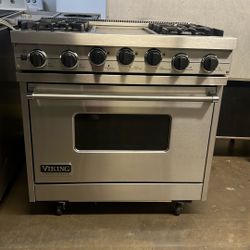 VIKING 36”WIDE DUAL FUEL RANGE STOVE STAINLESS STEEL 