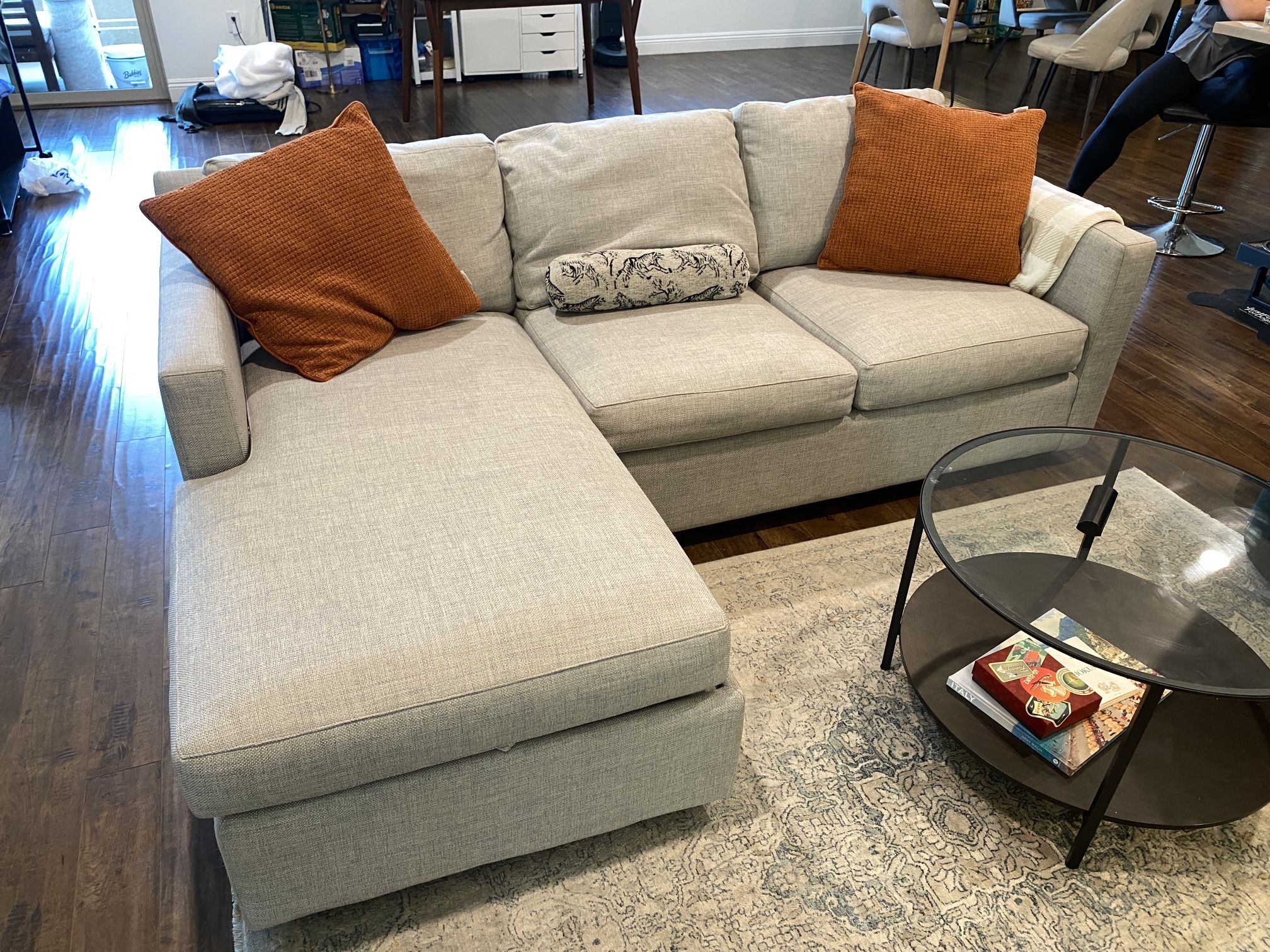 Crate & Barrel Barrett II 91" Reversible Storage Chaise Lounge Sectional Sofa – Gently Used