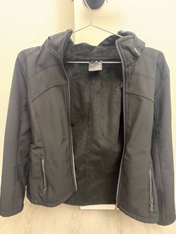 Adult small Black Fleece-Lined Zip-Up Jacket Size S