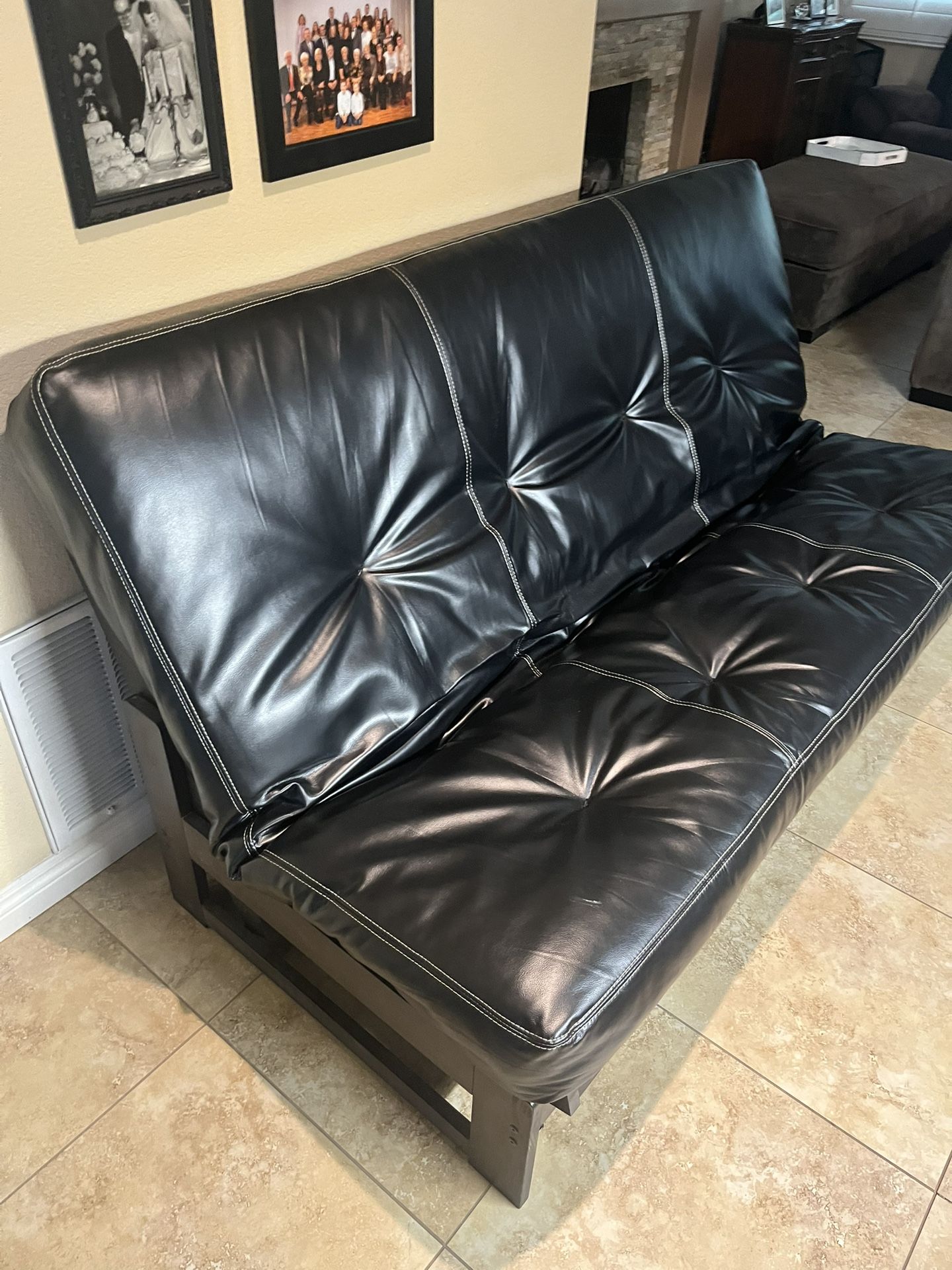 Faux Leather Futon Couch