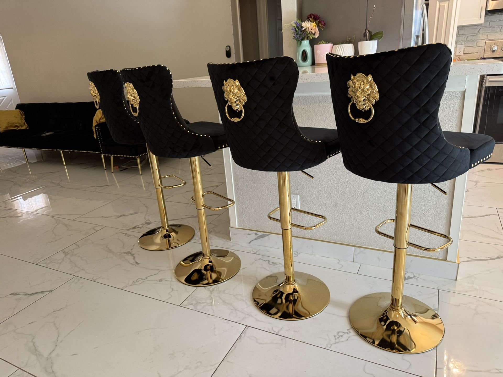 Adjustable Bar Stool Gold Lion pull Each