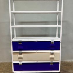 Custom 3 X 3 Locker Basket Unit on Casters With Expanded Metal Shelves