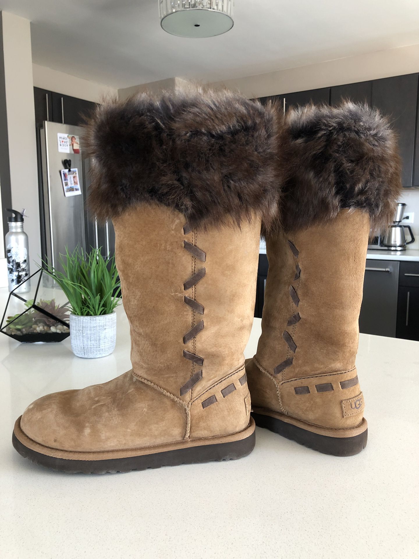 Furry Ugg Boots - Brand New, Size 7