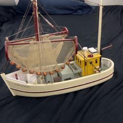 Vintage antique model ship fishing boat nautical decor