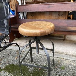 World Market Round Mango Wood Ajustable Swivel Stool🌸