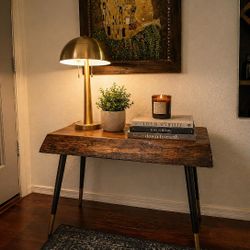 Wood Console Table / Sofa Table – Mid Century Modern Rustic Slab Top