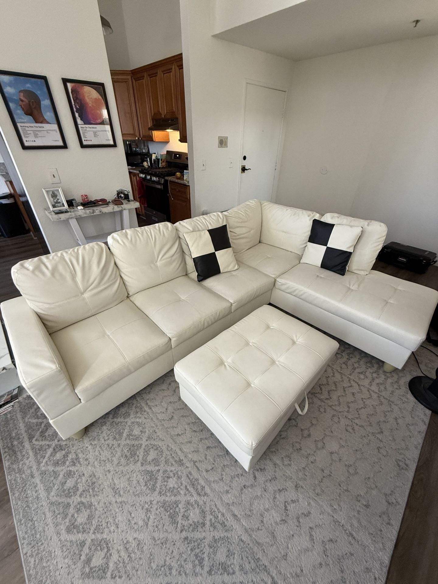 Faux White Leather Couch For Sale (Great Condition)