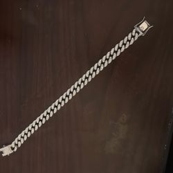 9 Inch Silver Bracelet With Cubic Zirconia Stones